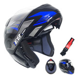 Capacete Articulado Masculino Ebf E8 Fast Preto Azul Robocop