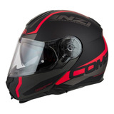 Capacete Articulado Nzi Combi 2 Preto Vermelho Brinde @#