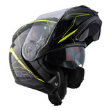 Capacete Articulado Nzi Combi2 Sword Preto Amarelo Brinde