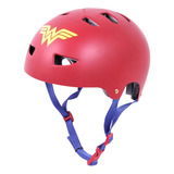 Capacete Bicicleta Infantil Mulher Maravilha Ajuste Vermelho