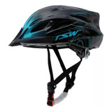 Capacete Bike Mtb Raptor 3 Tsw C/ Regulagem De Tamanho E Led Cor Capacete Bike Tsw Azul/preto Tamanho M