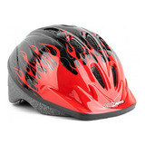 Capacete Ciclismo Infantil Kz-008 Chamas Vermelho Tamanho P