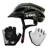 Capacete Ciclismo Led Bicicleta Luva Meio Dedo Bike 
