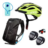 Capacete Ciclismo Mochila Hidrataçao 2l Bike Kit Lanterna