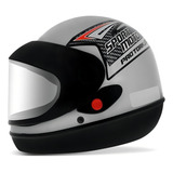 Capacete Fechado Pro Tork Sport Moto Prata Automatico Tam 58 Desenho Solid