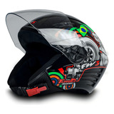 Capacete Fw3 Para Moto X Open Caracol Turbo Tamanho 58 Cor Preto