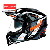 Capacete Helt Cross Vision Glass Titanium Com Viseira Dupla