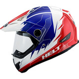 Capacete Helt Cross Vision Quasar Branco / Azul / Vermelho M Cor Branco/vermelho/azul Tamanho Do Capacete 56