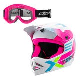 Capacete Infantil Motocross Fast Next + Óculos 788 Offroad