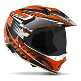 Capacete Integral Motocross Pro Tork Th1 Vision Adv Vis.fumê Cor Laranja-branco Tamanho Do Capacete 58
