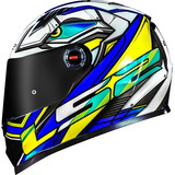 Capacete Ls2 Ff358 Xdron Neon Azul Amarelo E Branco
