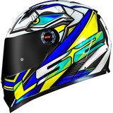 Capacete Ls2 Ff358 Xdron Neon Azul Amarelo E Branco