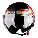 Capacete Moto Aberto Kraft Lançamento Ingland Black Premium