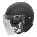 Capacete Moto Aberto Old School Retro Kraft Full Face Preto