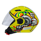 Capacete Moto Aberto Open Fw3 Turbo Amarelo Brilhante Tam56