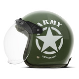 Capacete Moto Custom Army Fosco Vintage Retrô Segunda Guerra