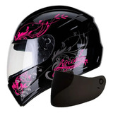 Capacete Moto Feminino Fly F9 Lyrical Com Viseira Fume Extra