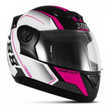 Capacete Moto Feminino Pro Tork 788 G6 Pro Series Tech Rosa Cor Preto Fosco Rosa Branco Tamanho Do Capacete 56