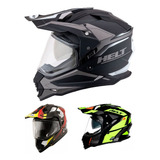 Capacete Moto Helt Cross Vision Oculos Titanium Fosco