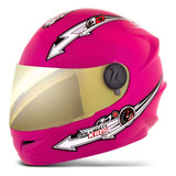 Capacete Moto Liberty Four Kids Infantil Viseira Dourada Cor Rosa Tamanho Do Capacete 54