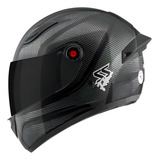 Capacete Moto Viseira Fumê Mixs Fokker Carbono Ss Fechado Cor Preto Carbono Brilhante Tamanho Do Capacete 58