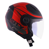 Capacete Norisk Aberto Orion City - Preto E Vermelho Fosco