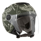 Capacete Para Moto Aberto Pro Tork New Atomic Highway Dreams Verde-fosco Highway Dreams Tamanho 58 