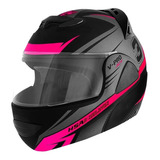 Capacete Para Moto Escamoteável Pro Tork V-pro Jet 3 Preto E Rosa Jet 3 Tamanho 62 
