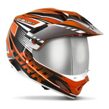 Capacete Para Motocross Th1 Vision Adventure Vis. Cromada