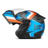 Capacete Robocop Stronger Faster Gladiator Etceter Fosco Cor Azul/laranja Tamanho Do Capacete 62