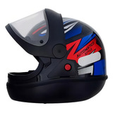 Capacete Style Ebf Moto Automatico Entregador Preto Azul 58