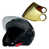 Capacete X Open Preto Fosco Verde Tam 58 Viseira Dourada Desenho Custom