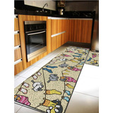 Capacho Jogo De Cozinha Gatos 2pçs Cd2078