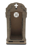 Capela Oratório Madeira Marfim Para Imagem Santo Até 15 Cm