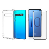 Capinha Antichoque + Película Gel 5d Para Samsung Galaxy S10 Cor Transparente