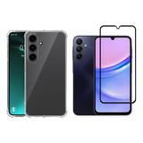 Capinha Capa Case + Película Vidro 3d 5d Para Samsung A05s Cor Transparente Anti Shock