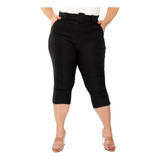 Capri Feminina Bengalile Cintura Alta Com Cinto - Elegância