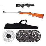Carabina De Pressão 14 Madeira G2 5.5 Qgk + 3 Chumbos + Capa