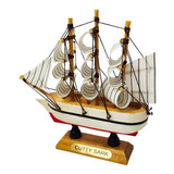 Caravela De Madeira Miniatura Artesanal Barco Navio 12cm