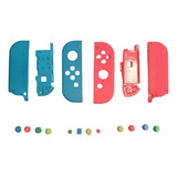Carcaça Azul Vermelho + Kit Botões Controle Nintendo Switch