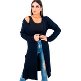 Cardigan Casaco Kimono Feminino Alongado Elegante Casual