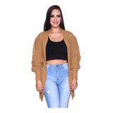 Cardigan Feminino De Tricô Com Manga