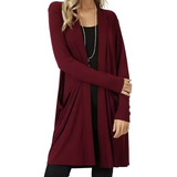 Cardigan Kimono Longo C/bolso Plus Size Casaquinho Feminino 