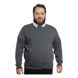 Cardigan Suéter Masculino Plus Size Tricot Decote V Redondo