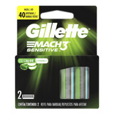 Carga Aparelho De Barbear Gillette Mach3 Sensitive 2 Unid