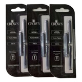 Carga Cartucho Refil Caneta Tinteiro Crown 32005p 3 Unidades