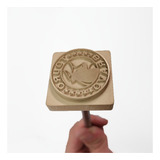 Carimbo Cliche Latão Personalizado 5cm X 4cm Com Cabo