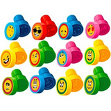 Carimbo Pedagógico Infantil Carinhas Emoji Kit C/ 3 Unidades Cor Do Exterior Multicores