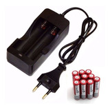 Carregador + 10 Bateria 18650 3.7v Recarregável Lanterna Led