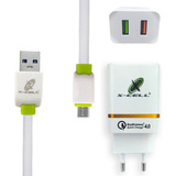 Carregador 4.0 Ultra Rápido 36w 2 Usb C/ Cabo Micro Usb 2m